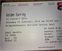 Golden Earring show ticket#14-12 Enschede - Wilminktheater